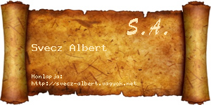 Svecz Albert névjegykártya